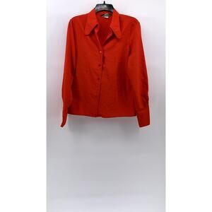 DIRECTIONS Women's Red Button-Up Long Sleeve Regular Fit Top SZ M